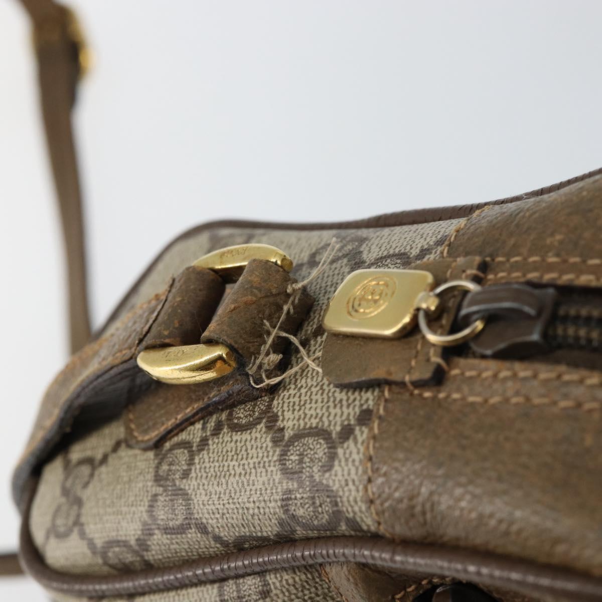 GUCCI GG Supreme Web Sherry Line Bag PVC Beige Gold 56 02 087 Auth fm4875