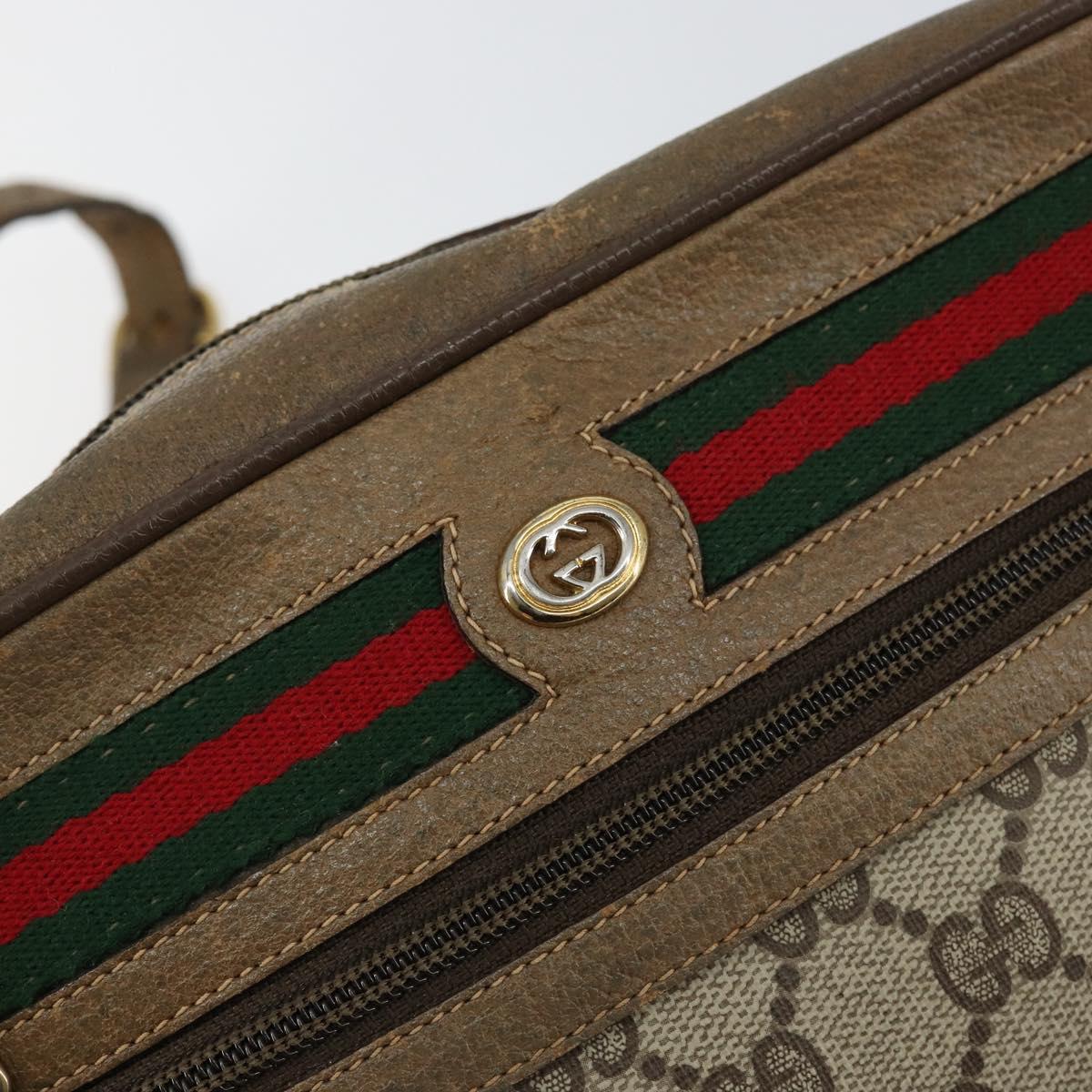 GUCCI GG Supreme Web Sherry Line Bag PVC Beige Gold 56 02 087 Auth fm4875
