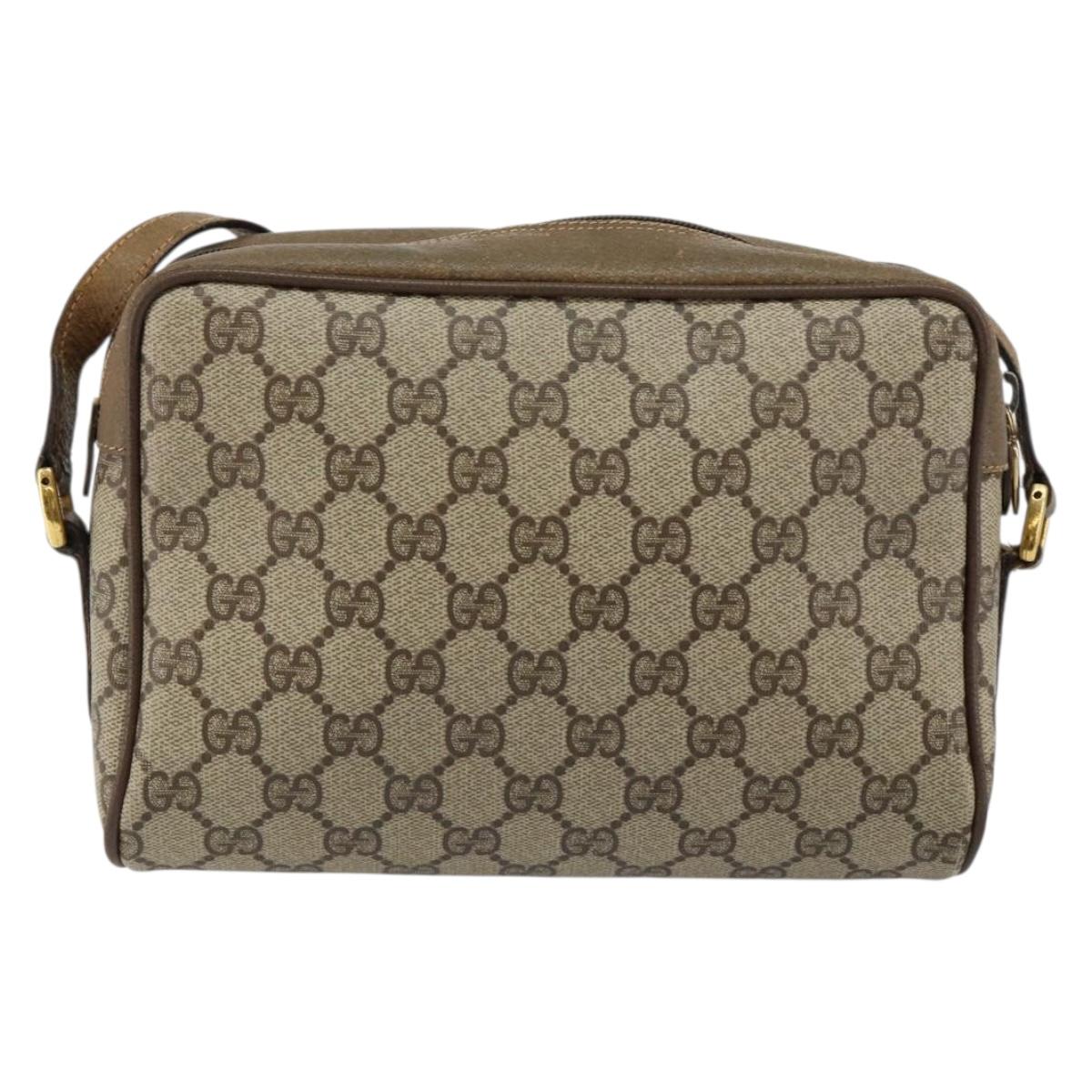 GUCCI GG Supreme Web Sherry Line Bag PVC Beige Gold 56 02 087 Auth fm4875