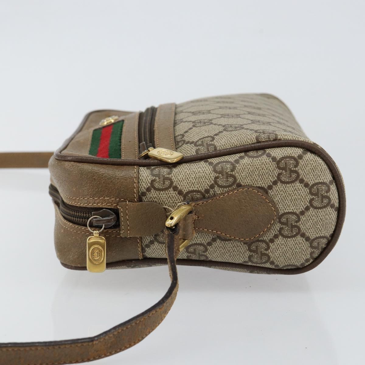 GUCCI GG Supreme Web Sherry Line Bag PVC Beige Gold 56 02 087 Auth fm4875