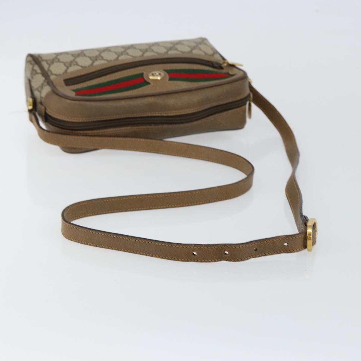 GUCCI GG Supreme Web Sherry Line Bag PVC Beige Gold 56 02 087 Auth fm4875