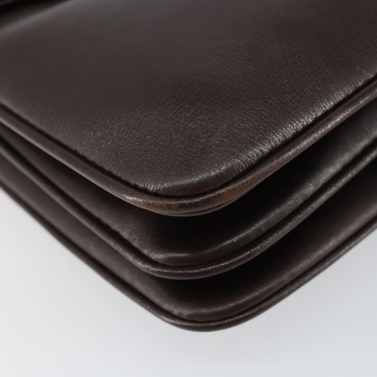 GUCCI Shoulder Bag Leather Brown Gold Auth fm4876