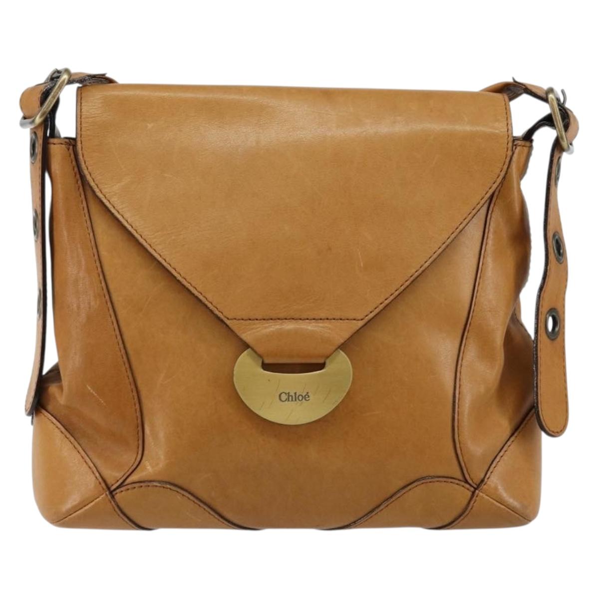 Chloe Shoulder Bag Leather Beige Auth fm4877
