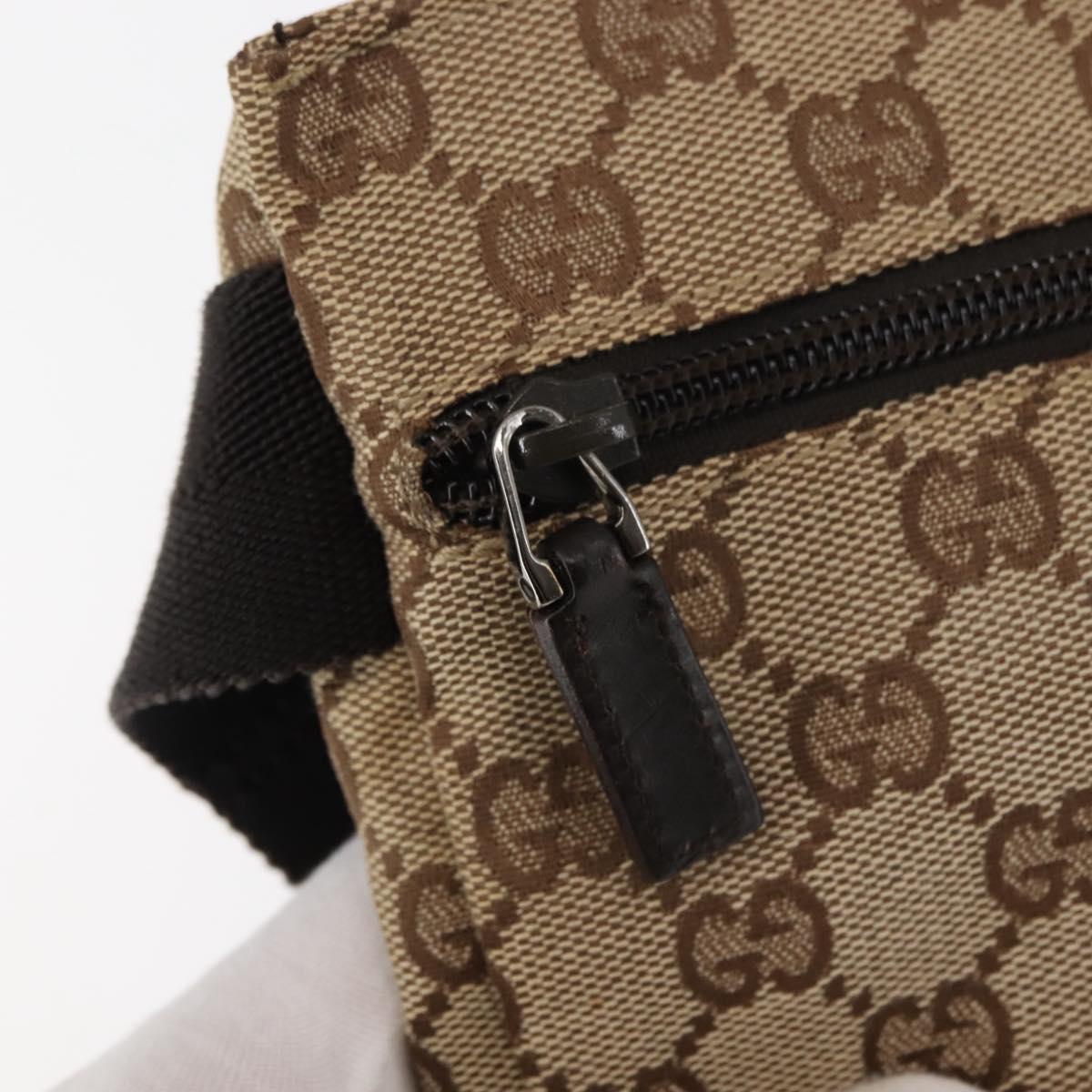 GUCCI GG Supreme Waist bag PVC Beige Silver 28566 Auth fm4878