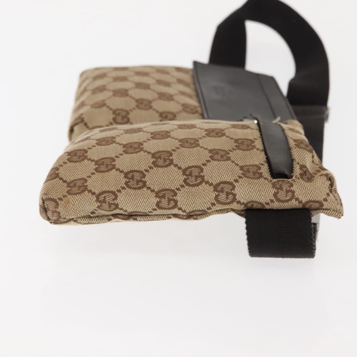 GUCCI GG Supreme Waist bag PVC Beige Silver 28566 Auth fm4878