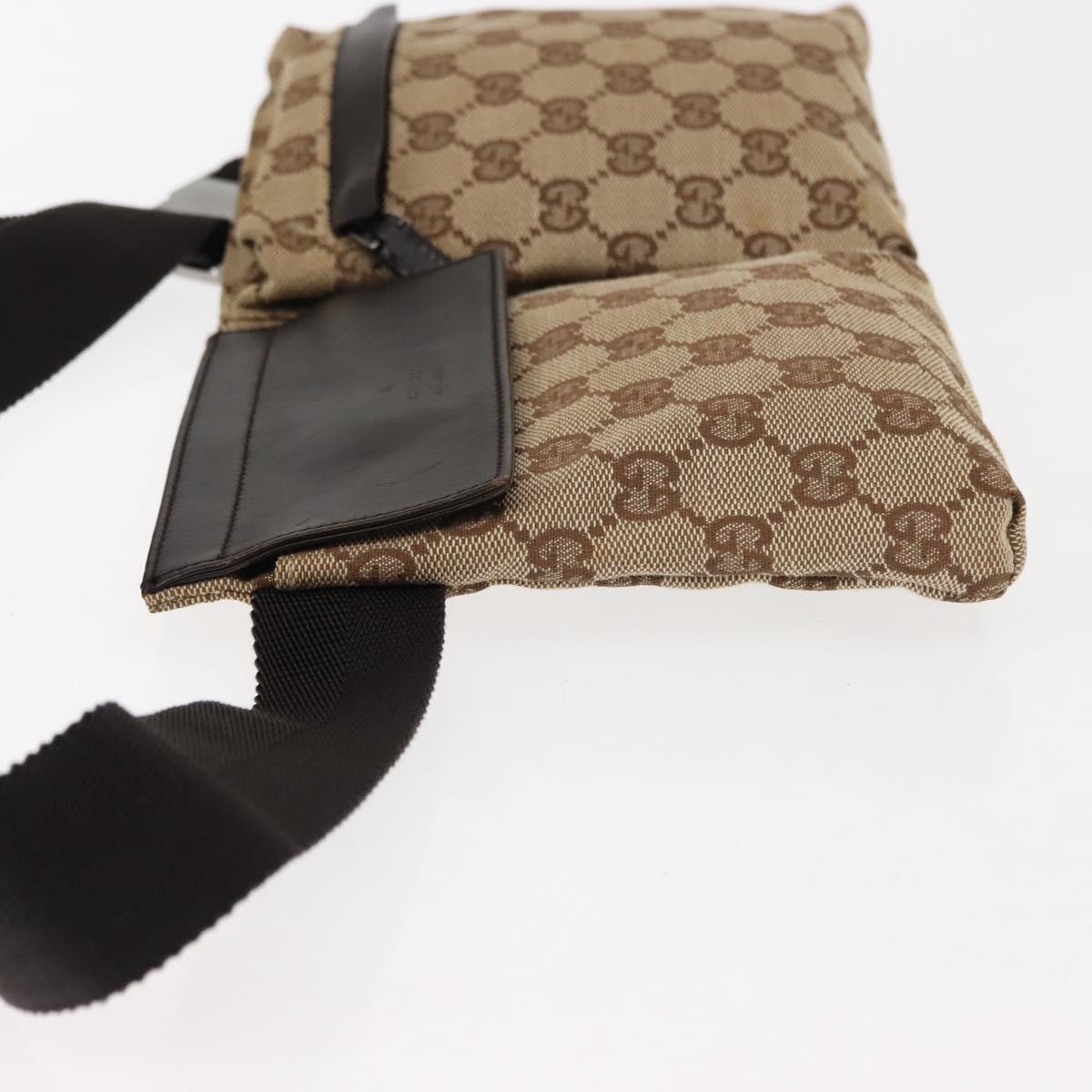 GUCCI GG Supreme Waist bag PVC Beige Silver 28566 Auth fm4878