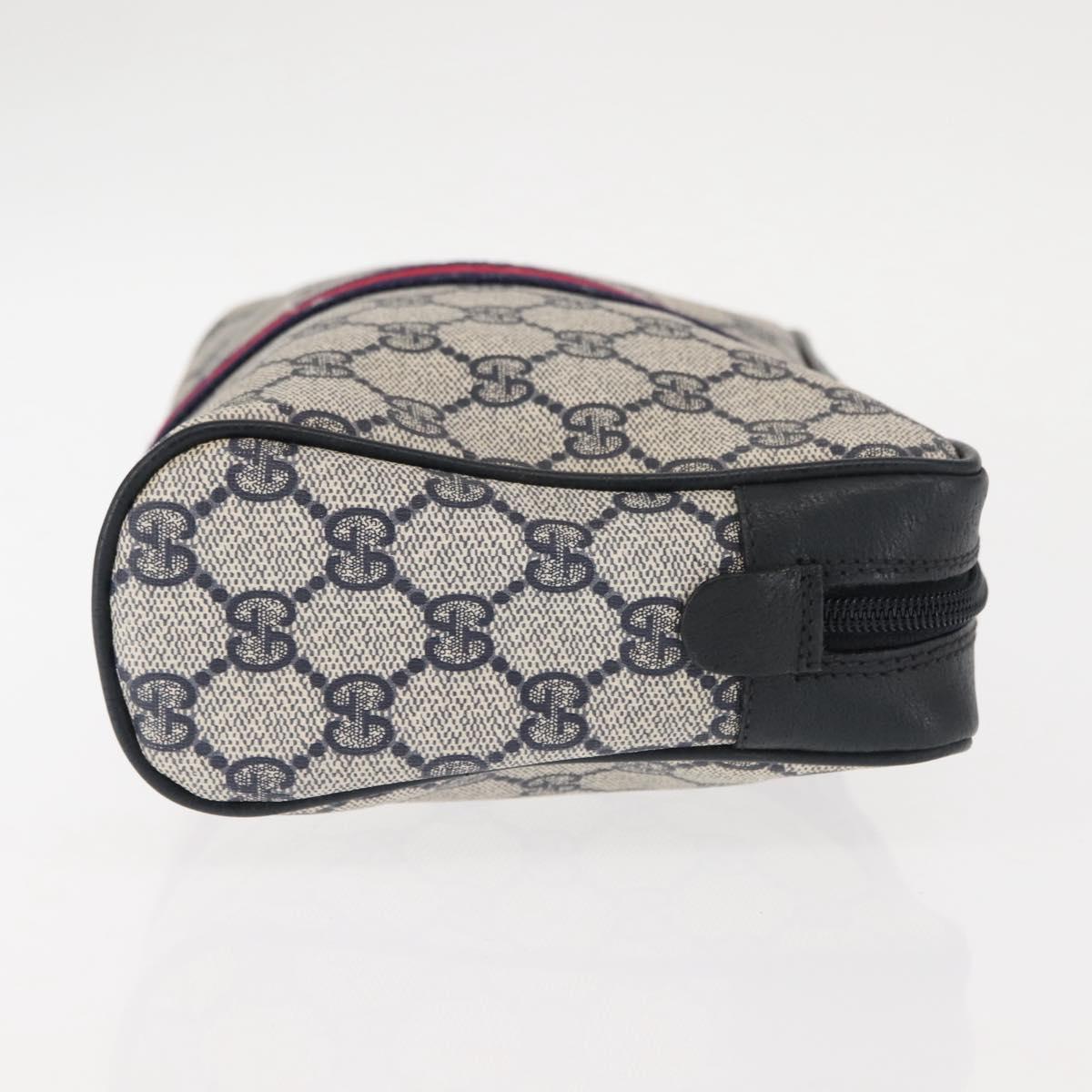 GUCCI GG Supreme Sherry Line Clutch Bag Red Navy 63 01 012 Auth fm4879