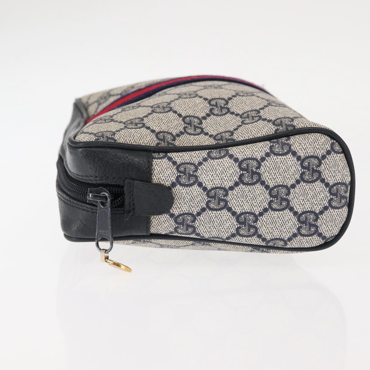 GUCCI GG Supreme Sherry Line Clutch Bag Red Navy 63 01 012 Auth fm4879