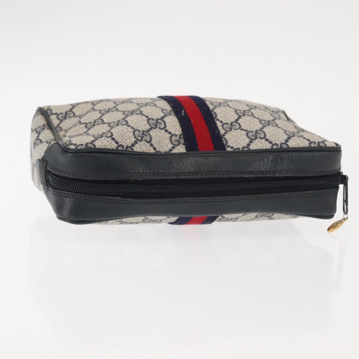 GUCCI GG Supreme Sherry Line Clutch Bag Red Navy 63 01 012 Auth fm4879