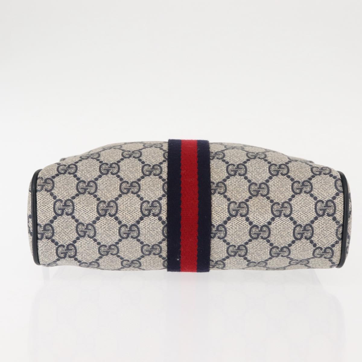 GUCCI GG Supreme Sherry Line Clutch Bag Red Navy 63 01 012 Auth fm4879