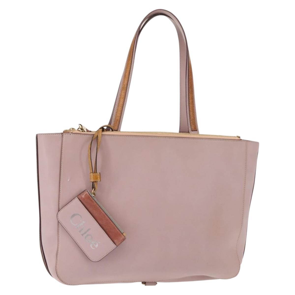 Chloe Tote Bag Leather Pink Gold Auth fm4880