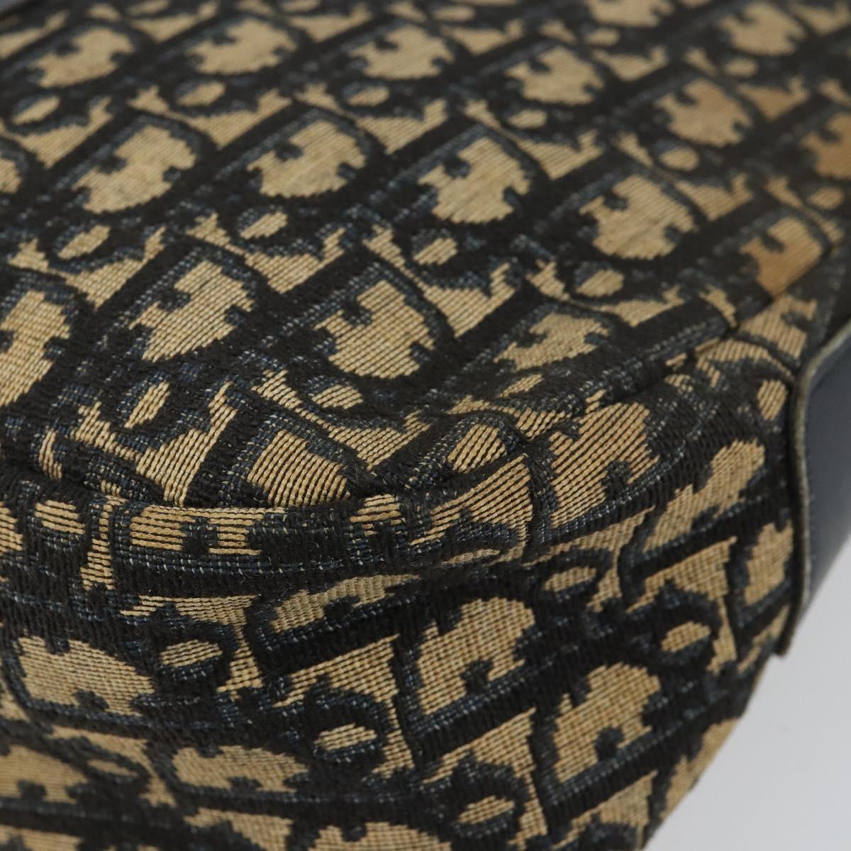 Christian Dior Trotter Canvas Shoulder Bag Navy Gold Auth fm4881