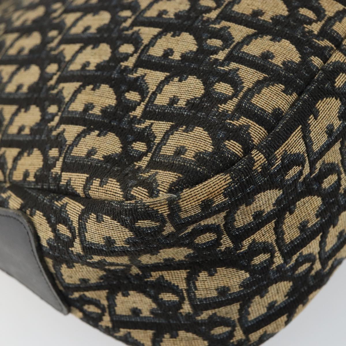 Christian Dior Trotter Canvas Shoulder Bag Navy Gold Auth fm4881