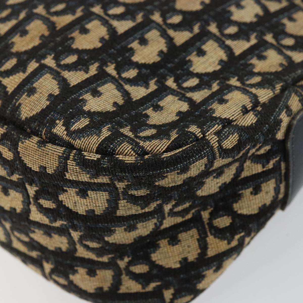 Christian Dior Trotter Canvas Shoulder Bag Navy Gold Auth fm4881