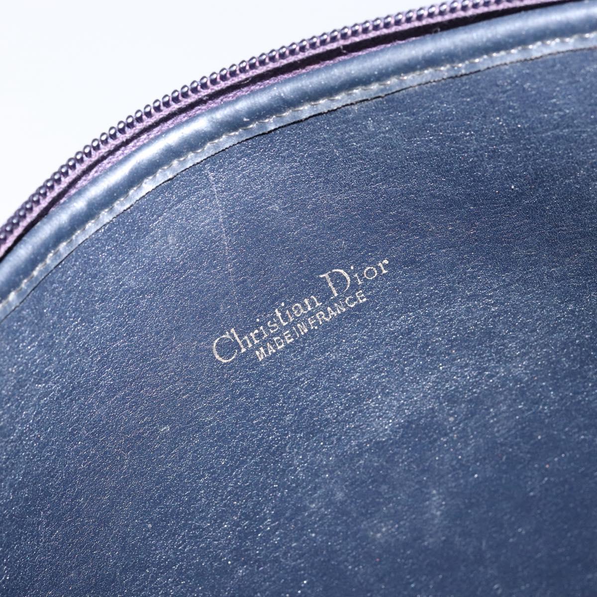 Christian Dior Trotter Canvas Shoulder Bag Navy Gold Auth fm4881