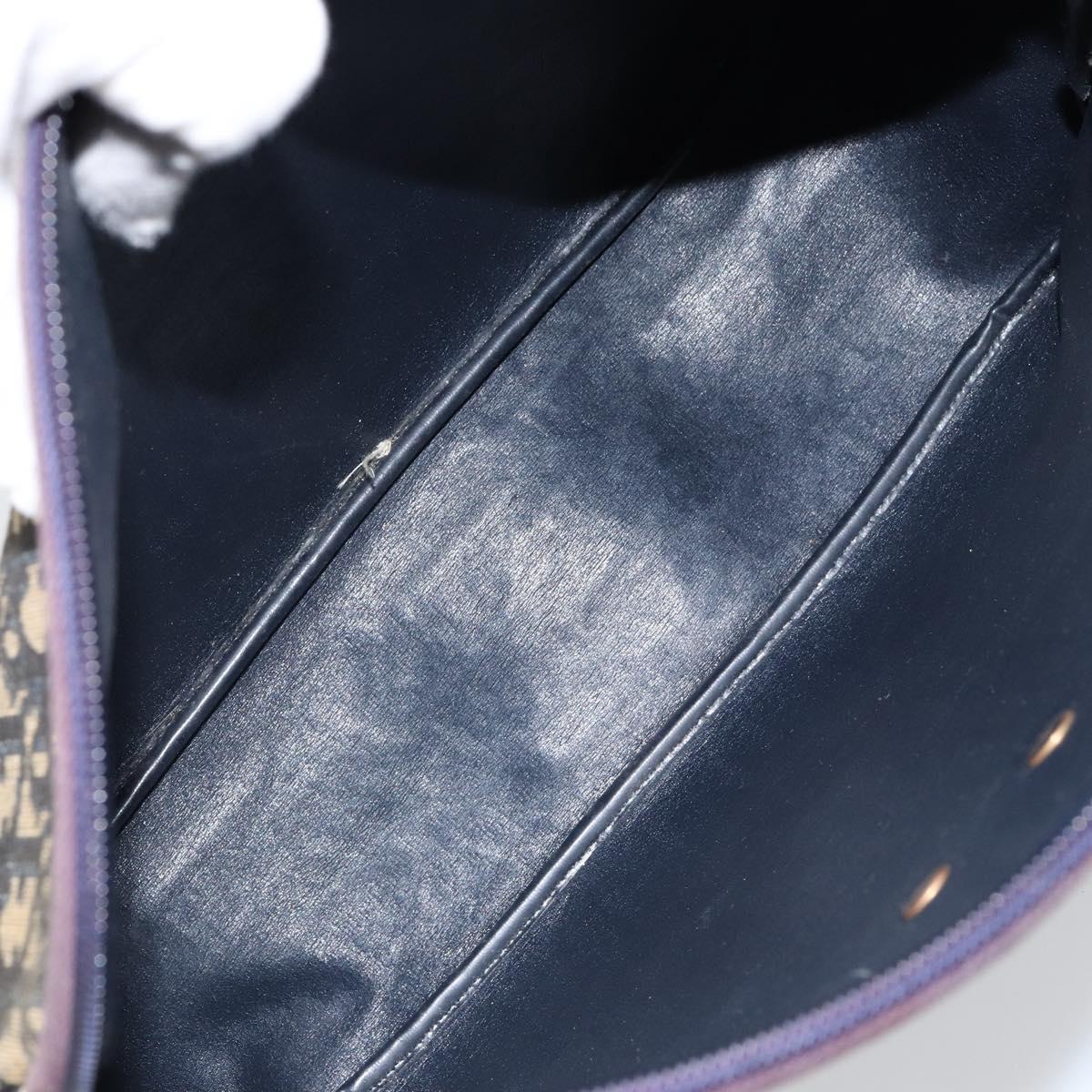 Christian Dior Trotter Canvas Shoulder Bag Navy Gold Auth fm4881