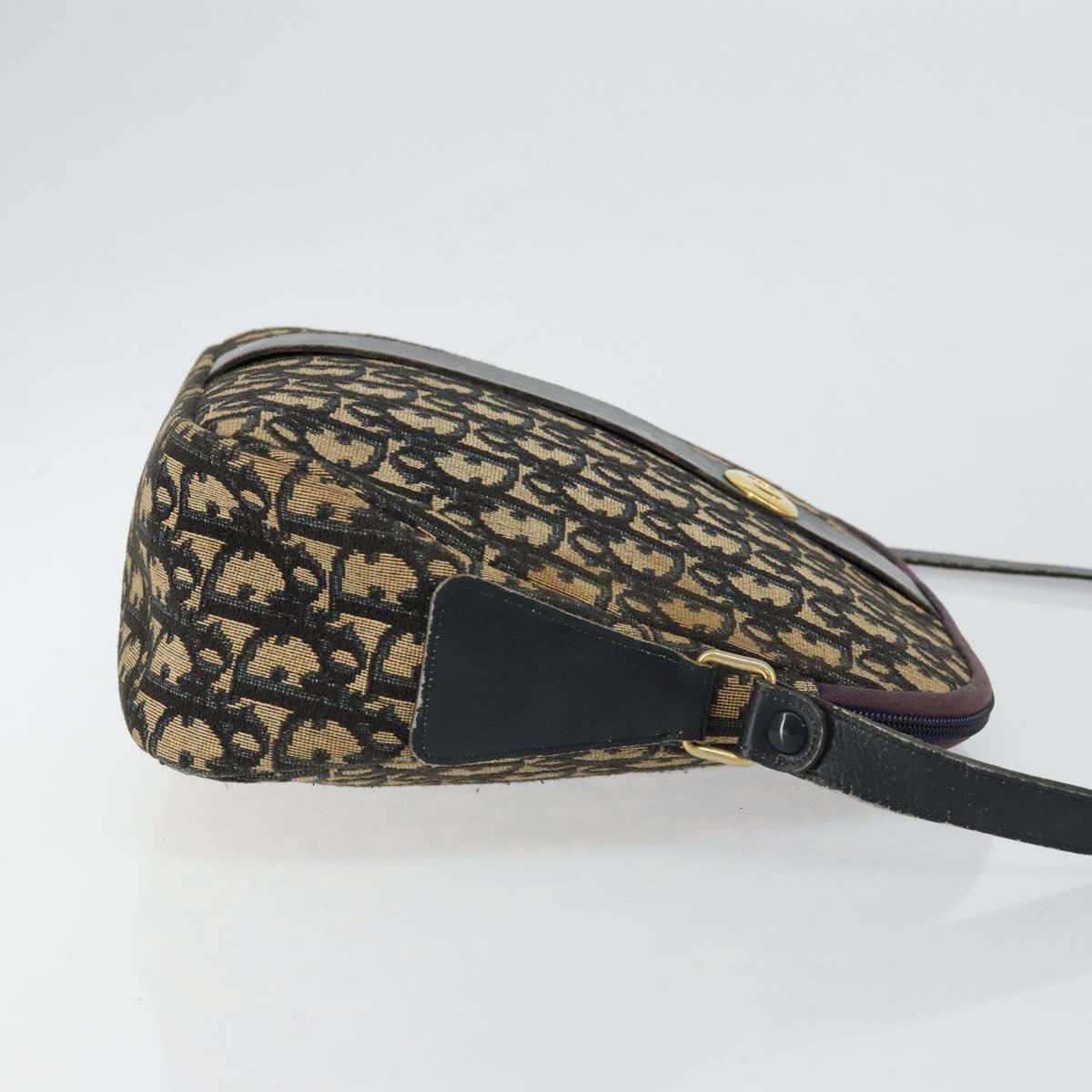 Christian Dior Trotter Canvas Shoulder Bag Navy Gold Auth fm4881