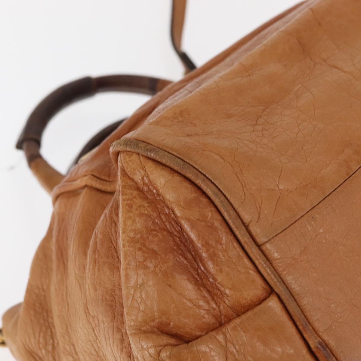 Chloe Etel Hand Bag Leather 2way Beige Gold Auth fm4883