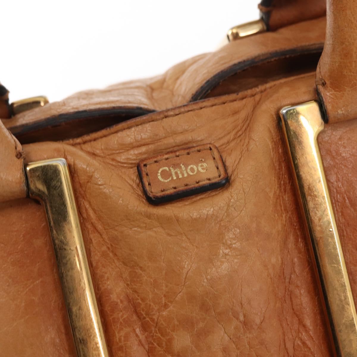 Chloe Etel Hand Bag Leather 2way Beige Gold Auth fm4883