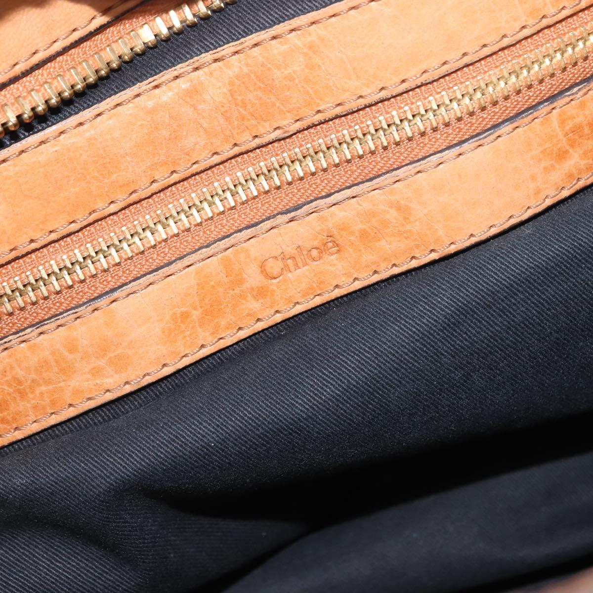 Chloe Etel Hand Bag Leather 2way Beige Gold Auth fm4883