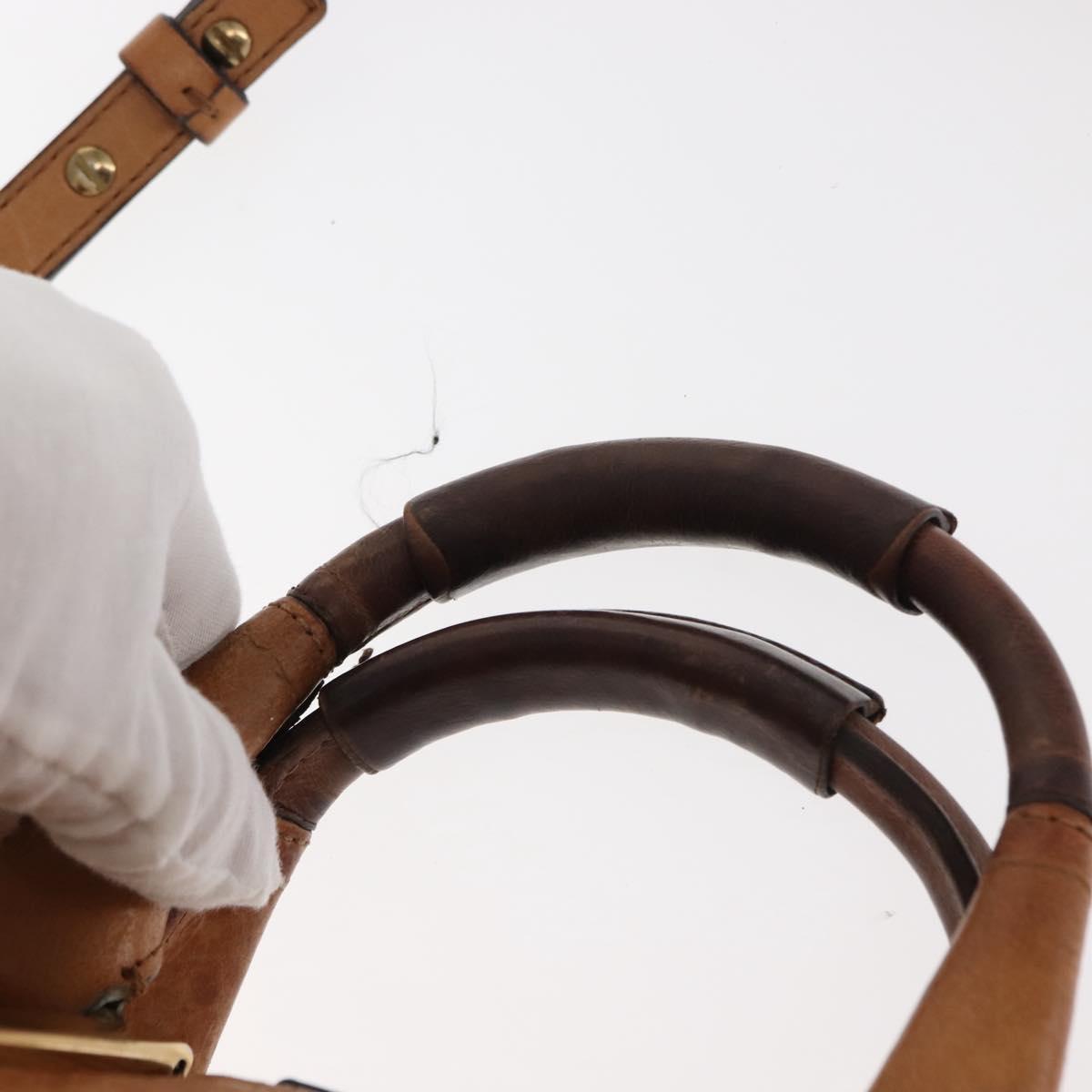 Chloe Etel Hand Bag Leather 2way Beige Gold Auth fm4883