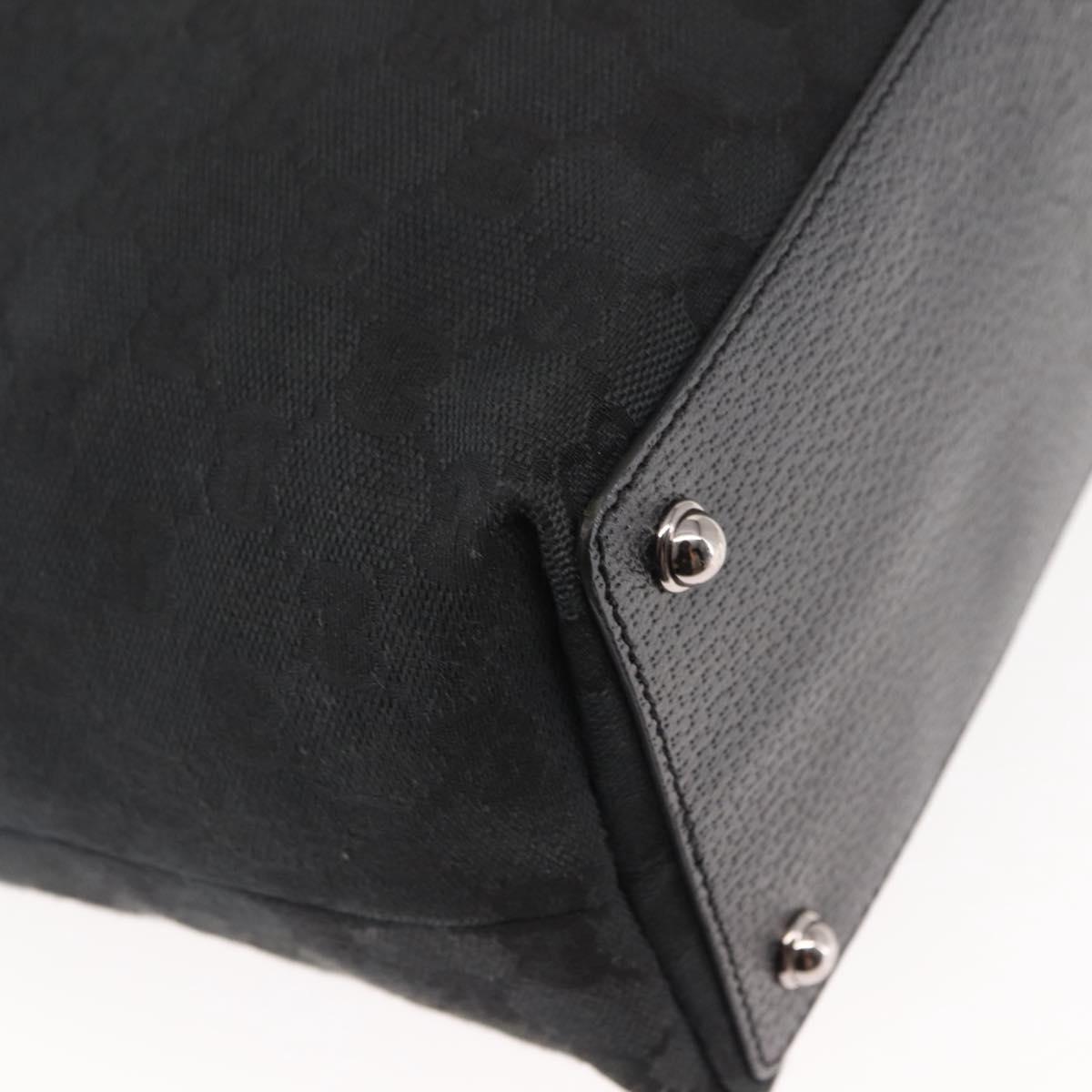 GUCCI GG Canvas Tote Bag Black Gold 120836 Auth fm4884