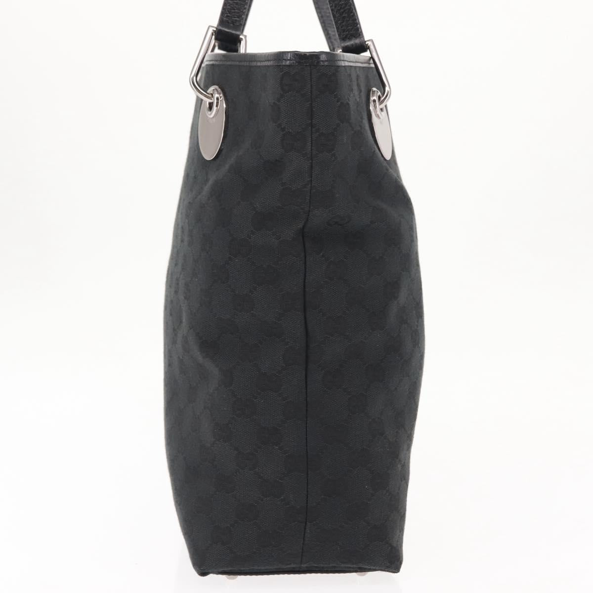 GUCCI GG Canvas Tote Bag Black Gold 120836 Auth fm4884