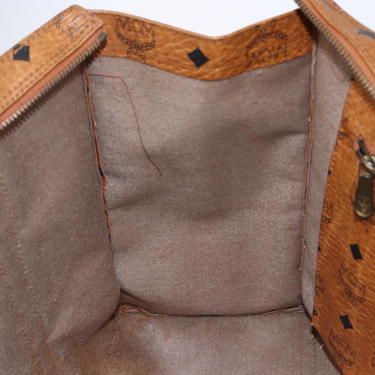 MCM Logogram Vicetos Tote Bag PVC Leather Brown Gold Auth fm4885