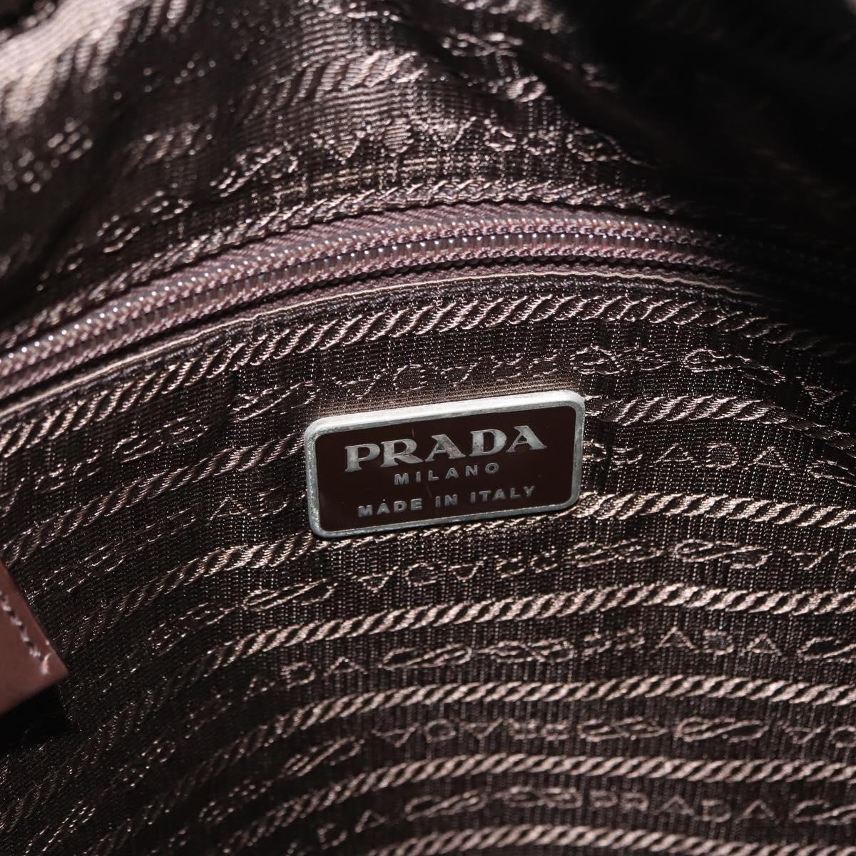 PRADA Tote Bag Nylon Khaki Silver Auth fm4887