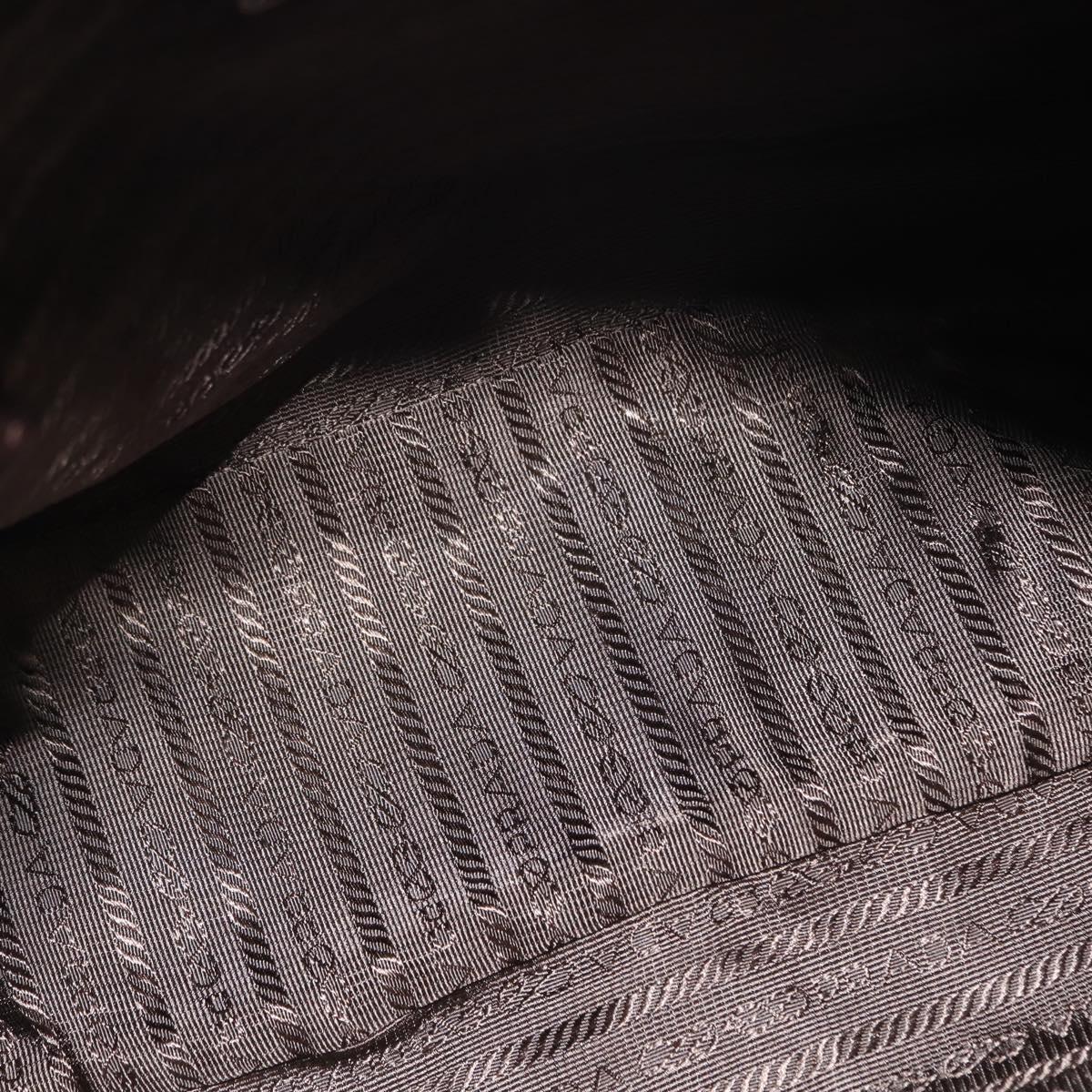 PRADA Tote Bag Nylon Khaki Silver Auth fm4887