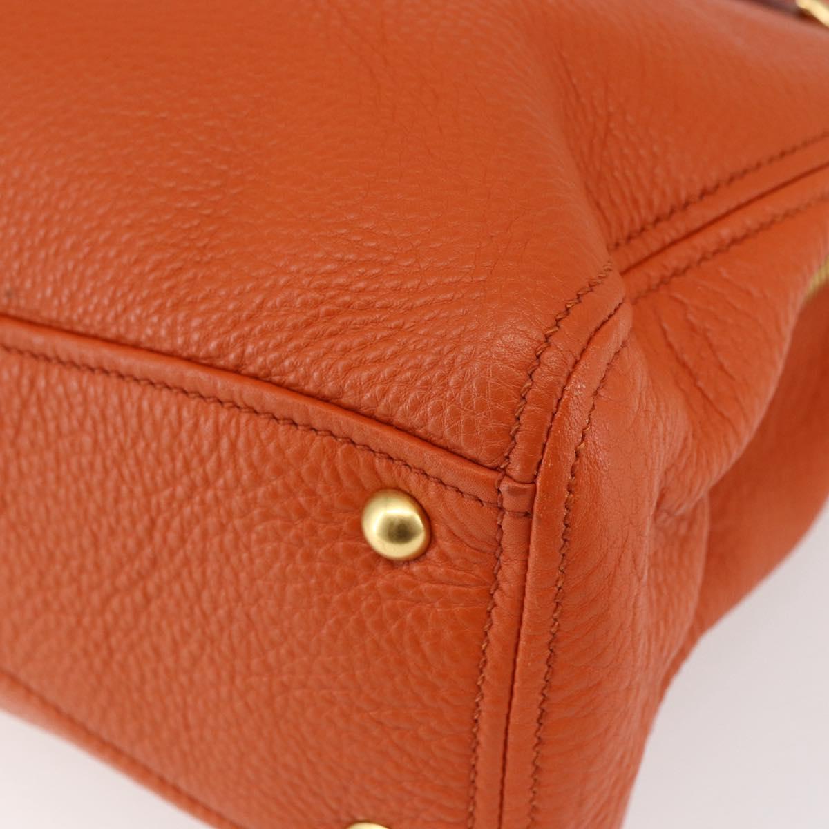 Miu Miu Madras Hand Bag Leather 2way Orange Gold Auth fm4890