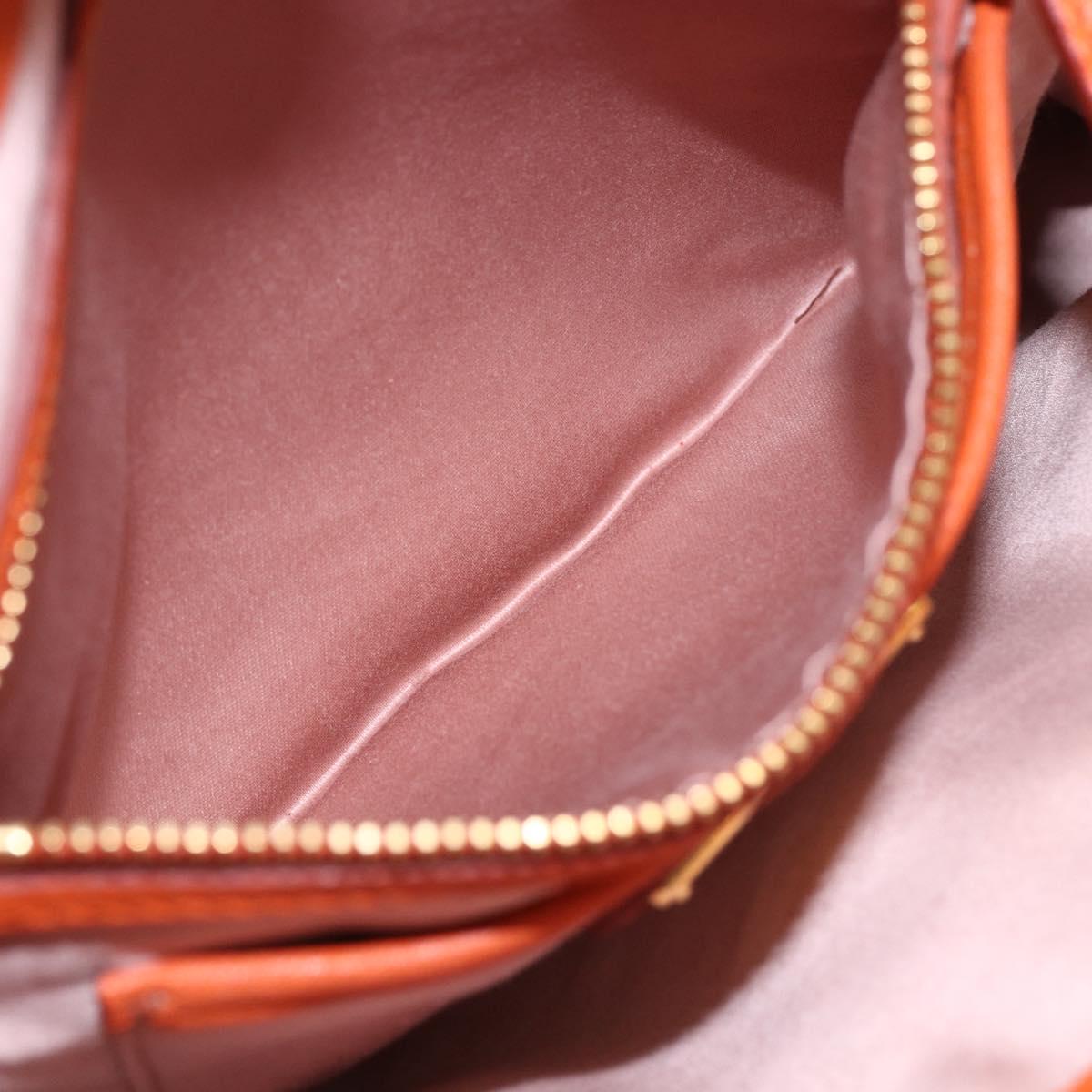 Miu Miu Madras Hand Bag Leather 2way Orange Gold Auth fm4890
