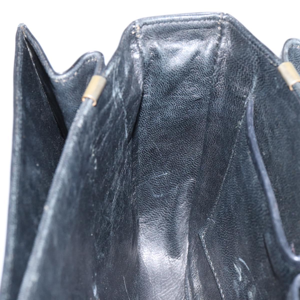 CELINE Horse Carriage Shoulder Bag Leather Black Gold Auth fm4892