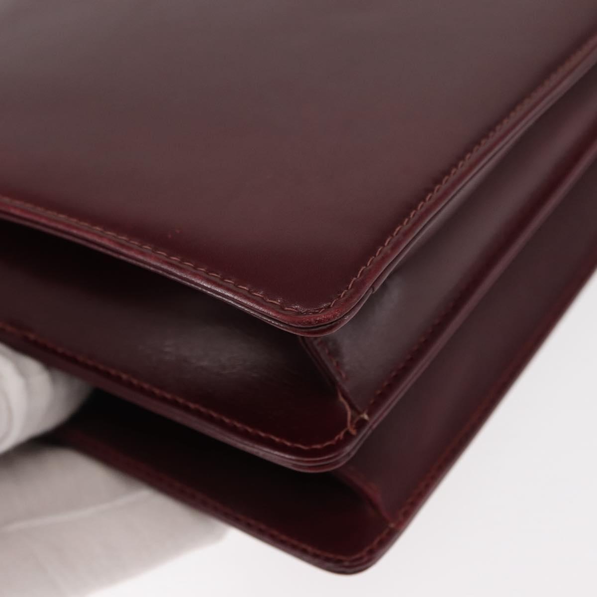 GUCCI Chain Shoulder Bag Leather Bordeaux Gold Auth fm4893