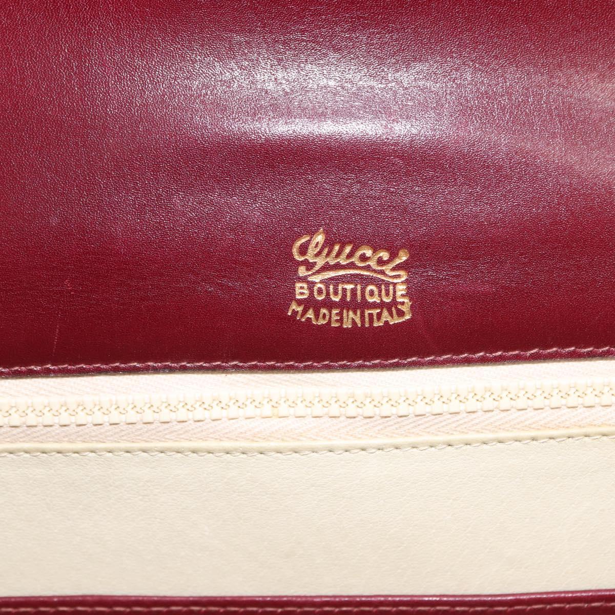 GUCCI Chain Shoulder Bag Leather Bordeaux Gold Auth fm4893