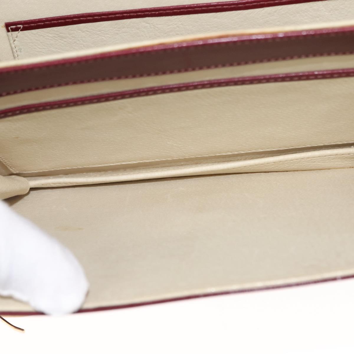 GUCCI Chain Shoulder Bag Leather Bordeaux Gold Auth fm4893