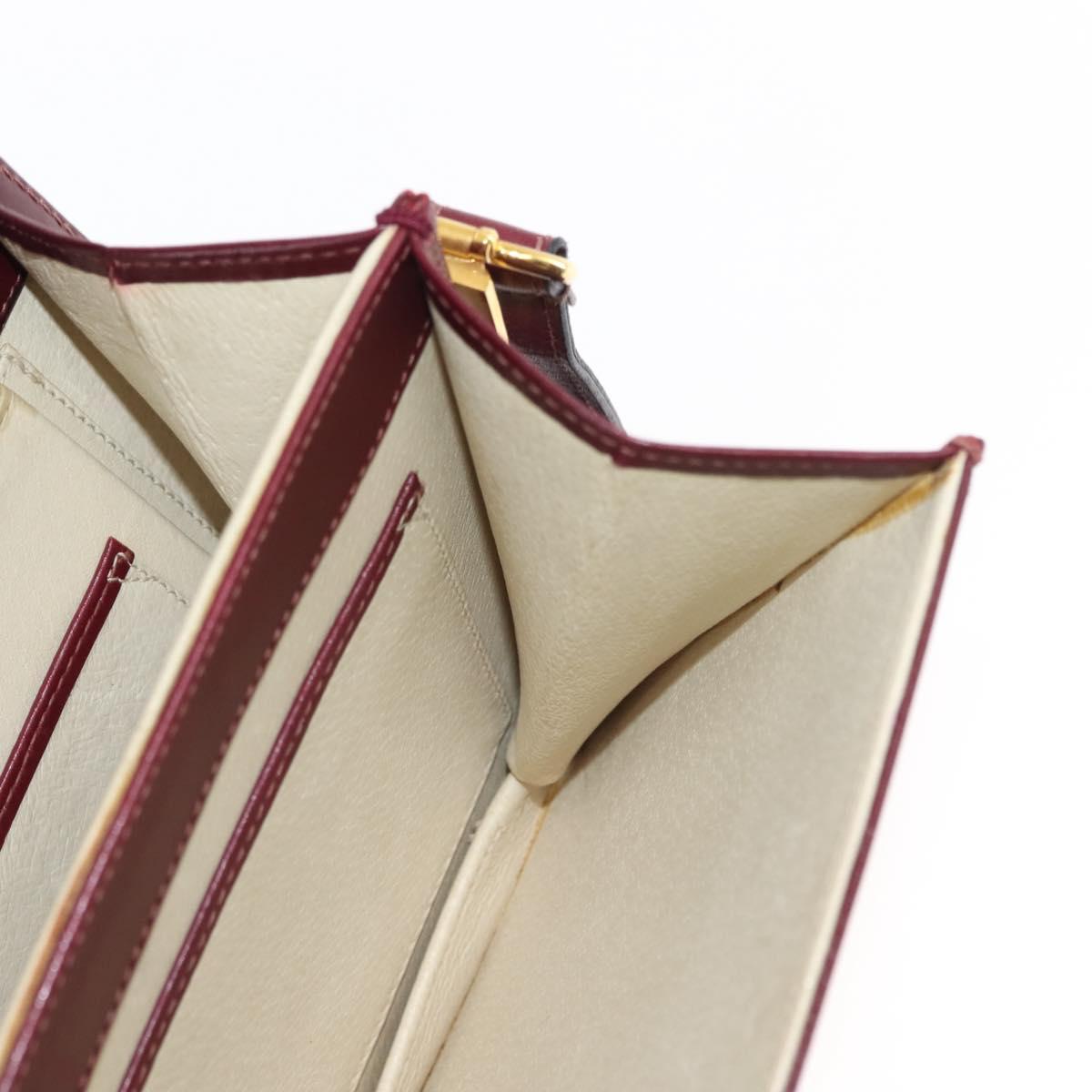 GUCCI Chain Shoulder Bag Leather Bordeaux Gold Auth fm4893