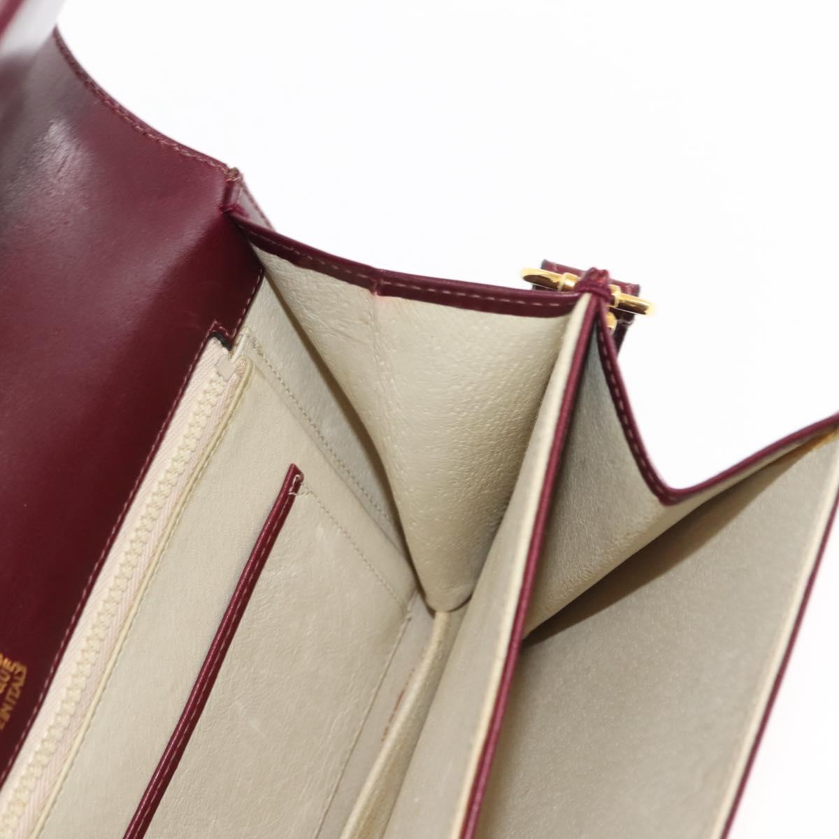 GUCCI Chain Shoulder Bag Leather Bordeaux Gold Auth fm4893