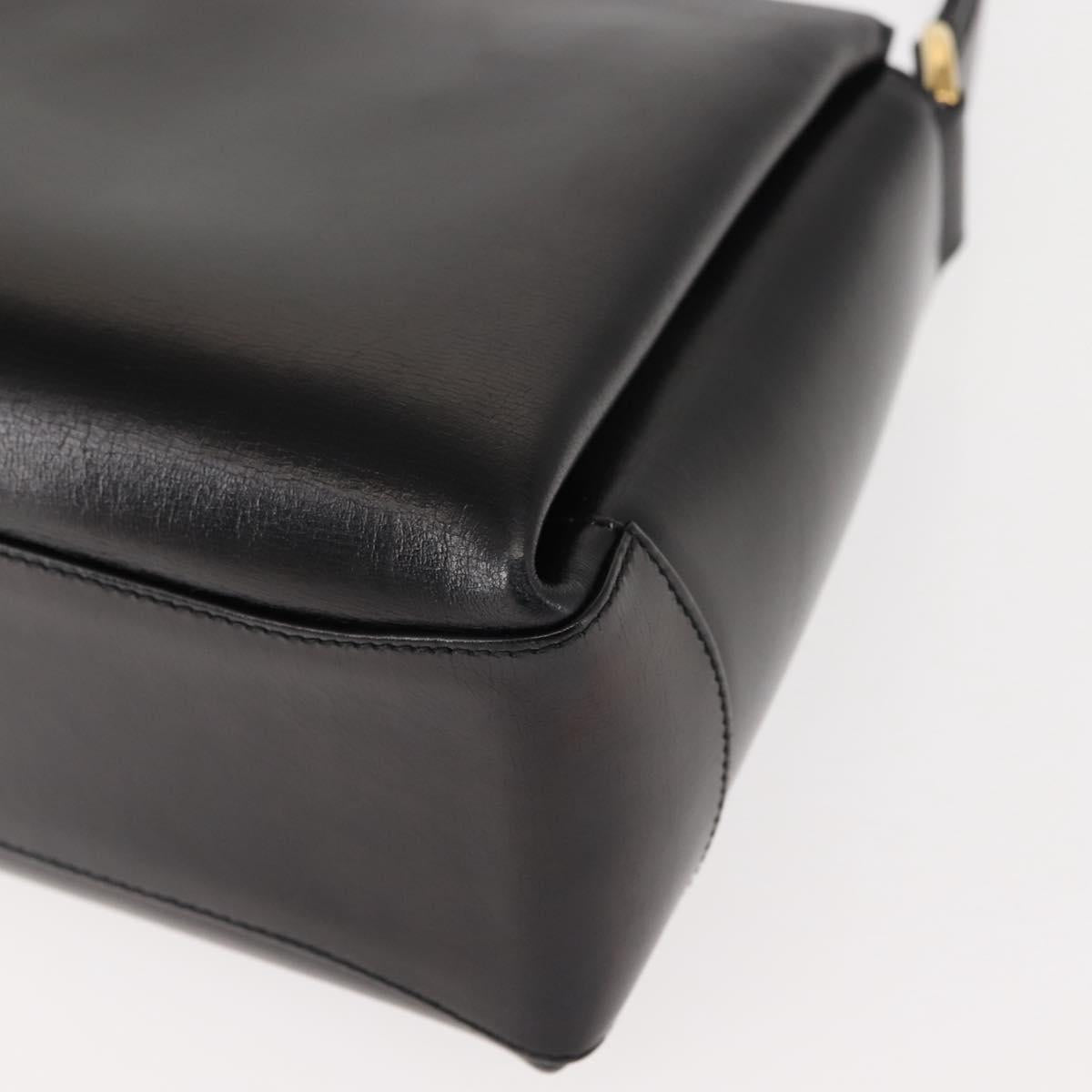 GUCCI Interlocking Hand Bag Leather Black Gold Auth fm4894