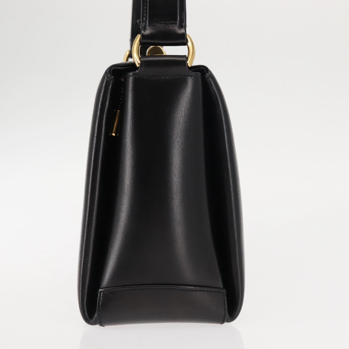 GUCCI Interlocking Hand Bag Leather Black Gold Auth fm4894