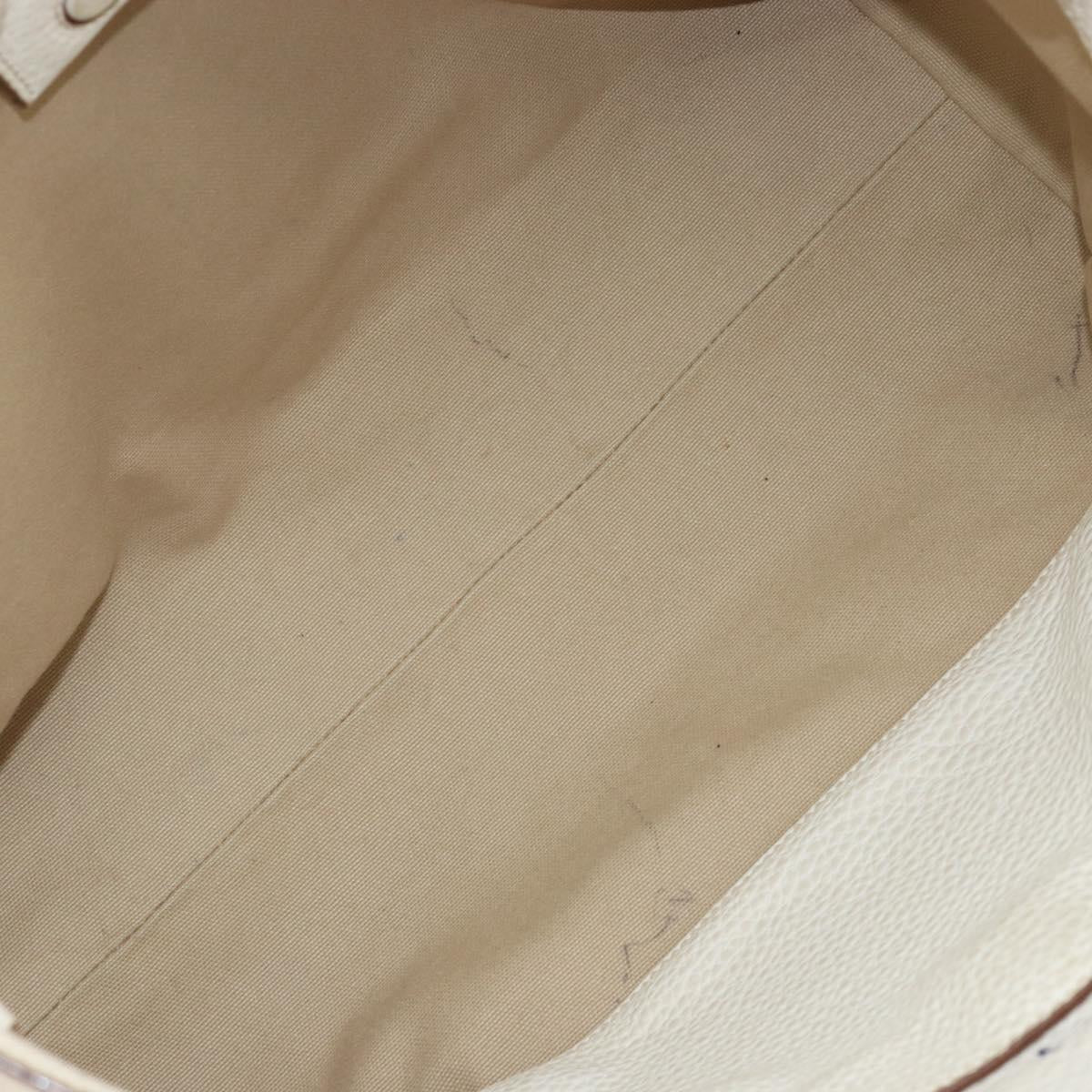 PRADA Tote Bag Leather White Gold Auth fm4895