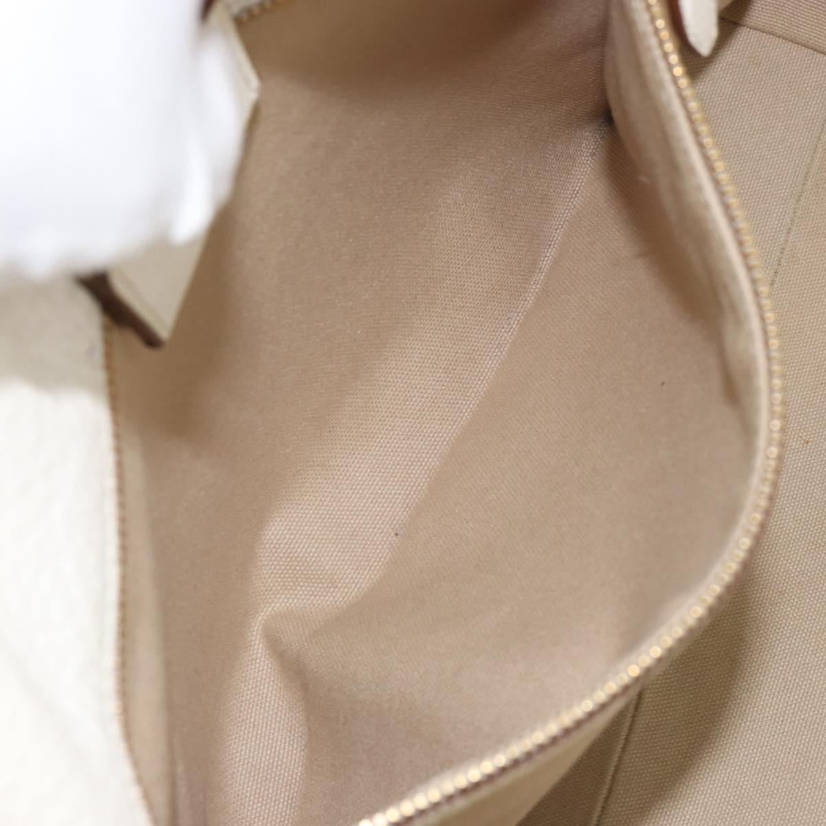 PRADA Tote Bag Leather White Gold Auth fm4895