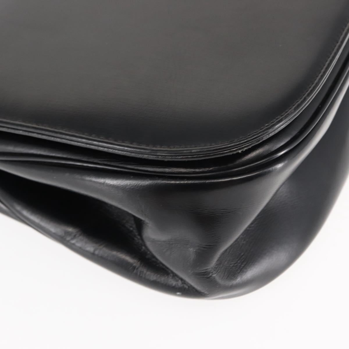 Christian Dior Shoulder Bag Leather Black Gold Auth fm4897