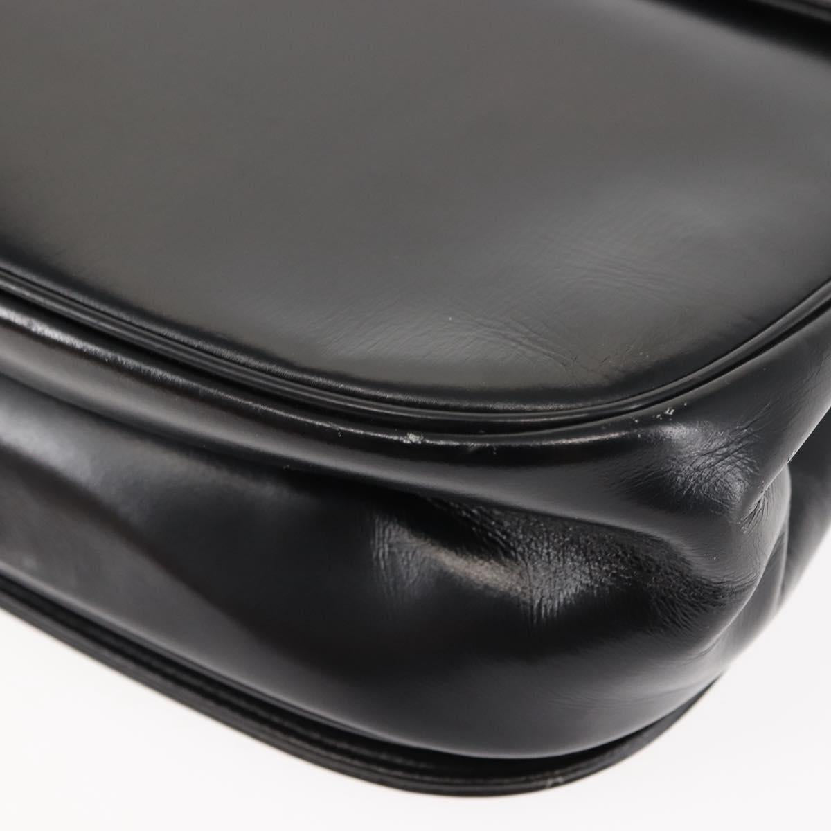 Christian Dior Shoulder Bag Leather Black Gold Auth fm4897