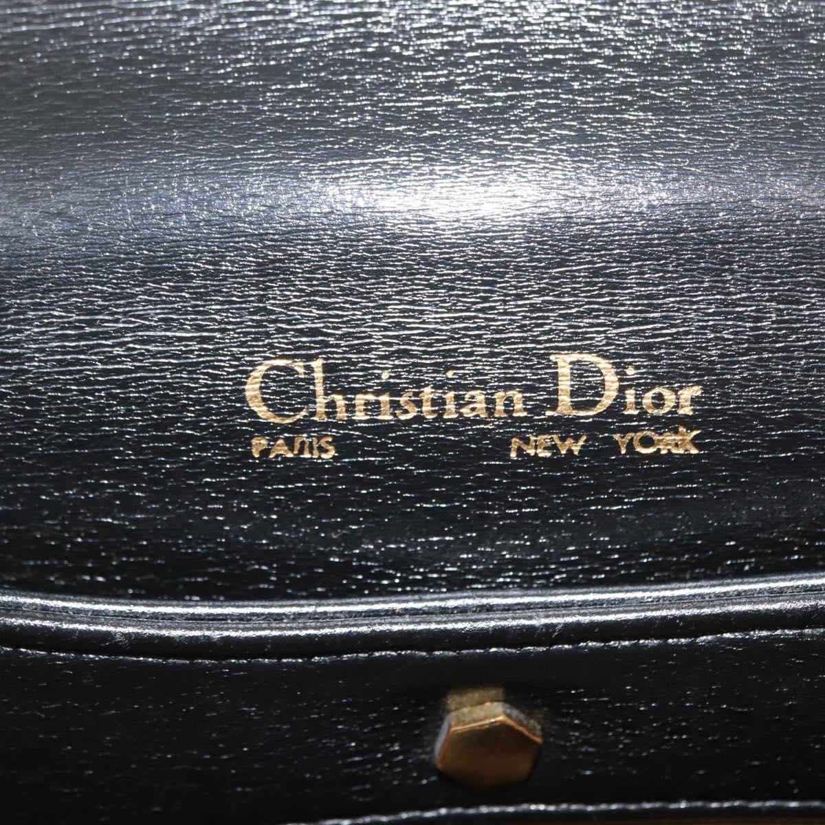 Christian Dior Shoulder Bag Leather Black Gold Auth fm4897
