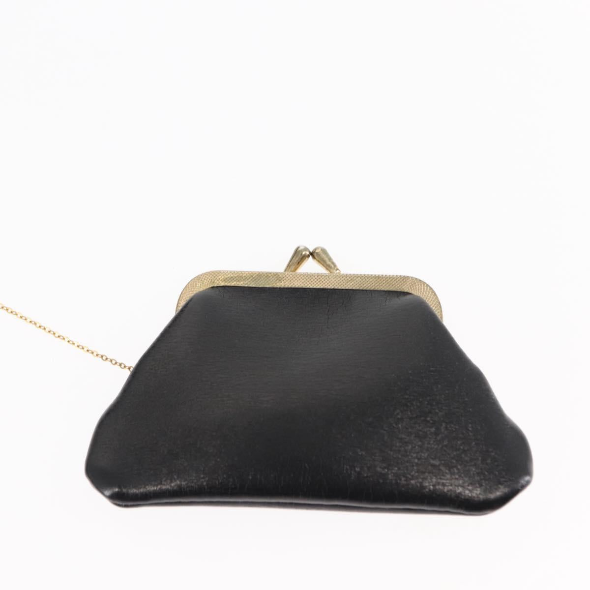 Christian Dior Shoulder Bag Leather Black Gold Auth fm4897