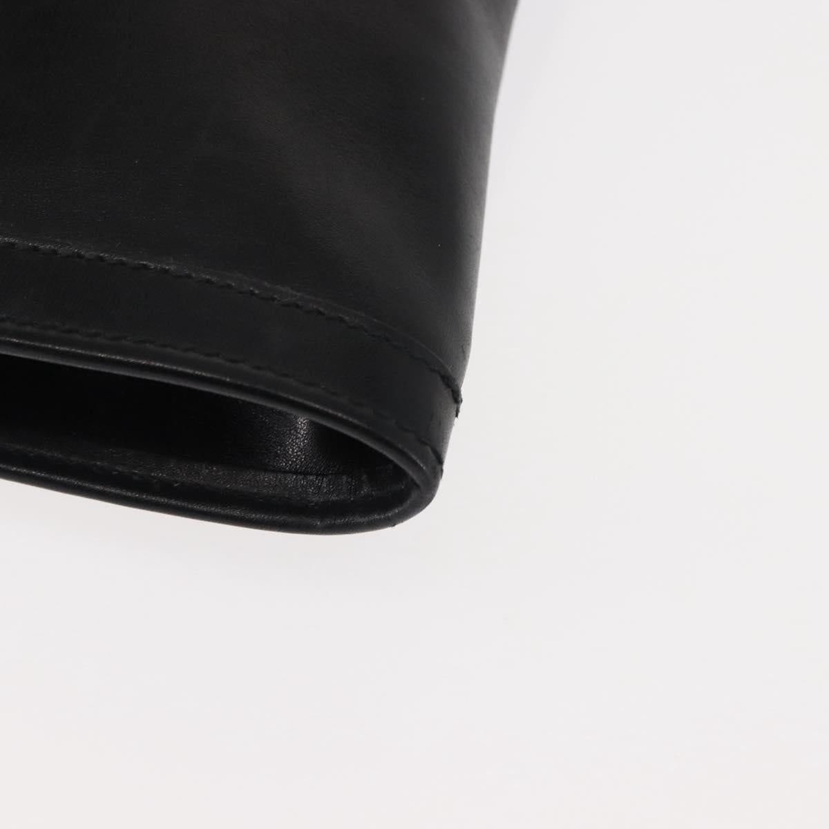 GUCCI Interlocking Shoulder Bag Leather Black Gold Auth fm4898