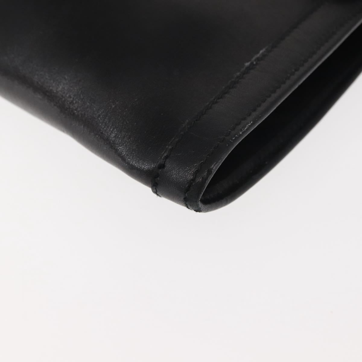 GUCCI Interlocking Shoulder Bag Leather Black Gold Auth fm4898