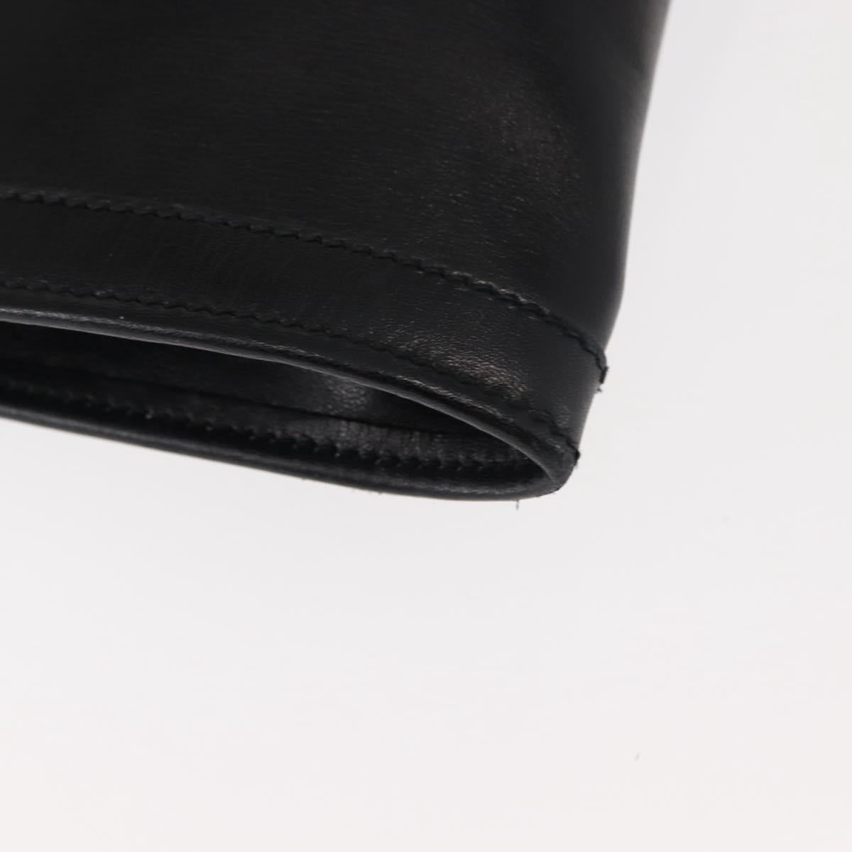 GUCCI Interlocking Shoulder Bag Leather Black Gold Auth fm4898