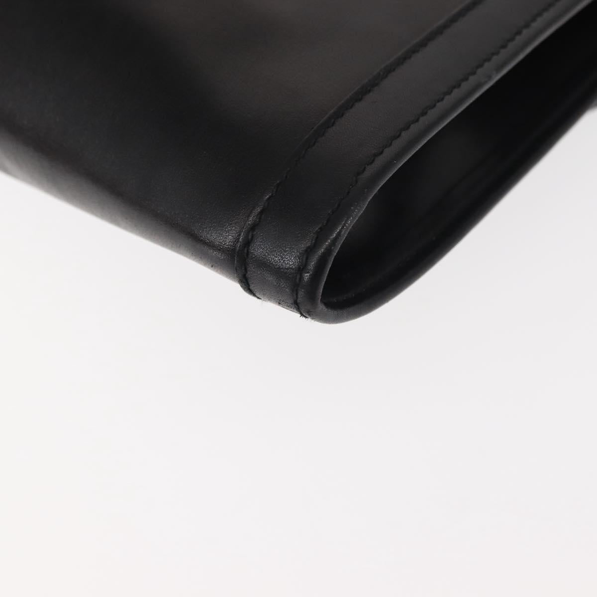 GUCCI Interlocking Shoulder Bag Leather Black Gold Auth fm4898